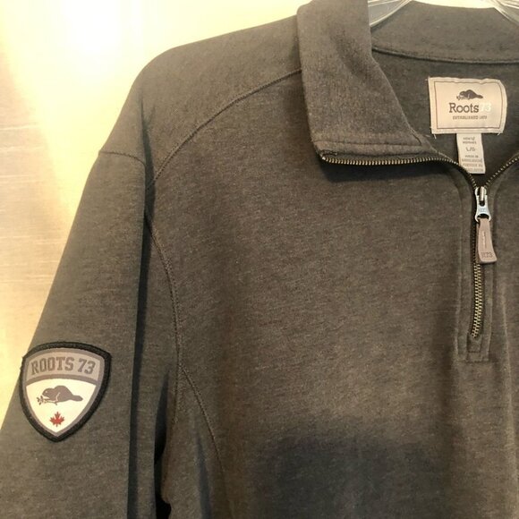 NWOT Roots 73 1/4 Zip Pullover Mens Lg Grey - Picture 5 of 10